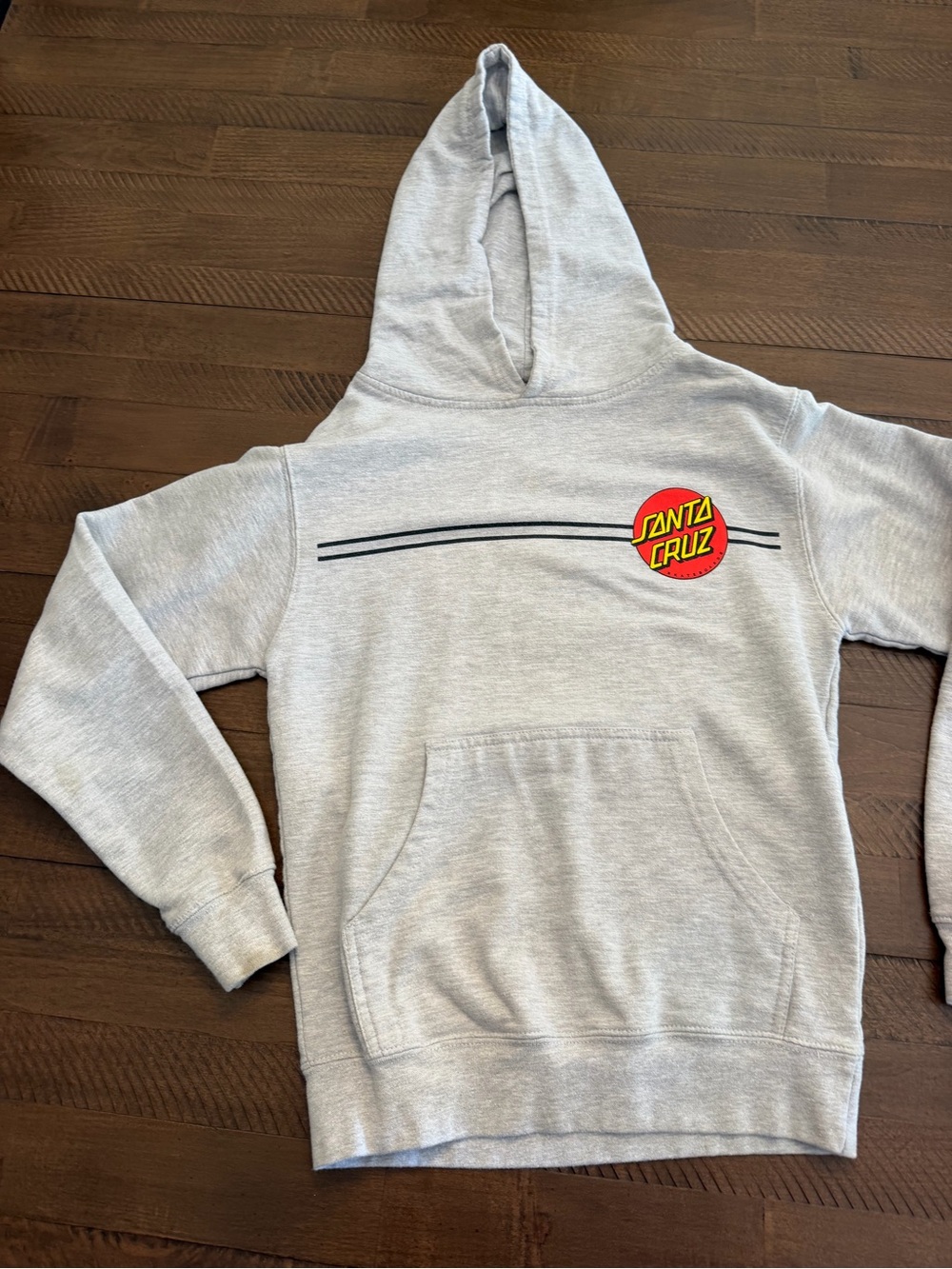 Santa Cruz Skateboards Light Gray Crewneck Hoodie with Red Logo